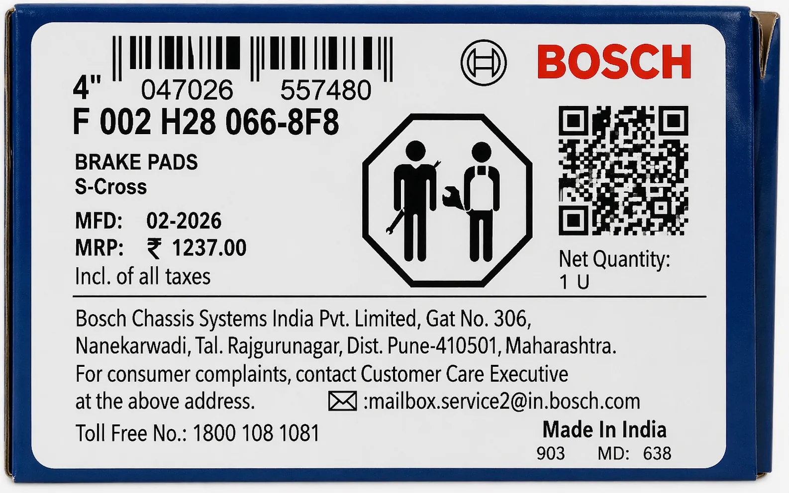 Front Brake Pads For Maruti Suzuki S-Cross – Bosch - Image 3