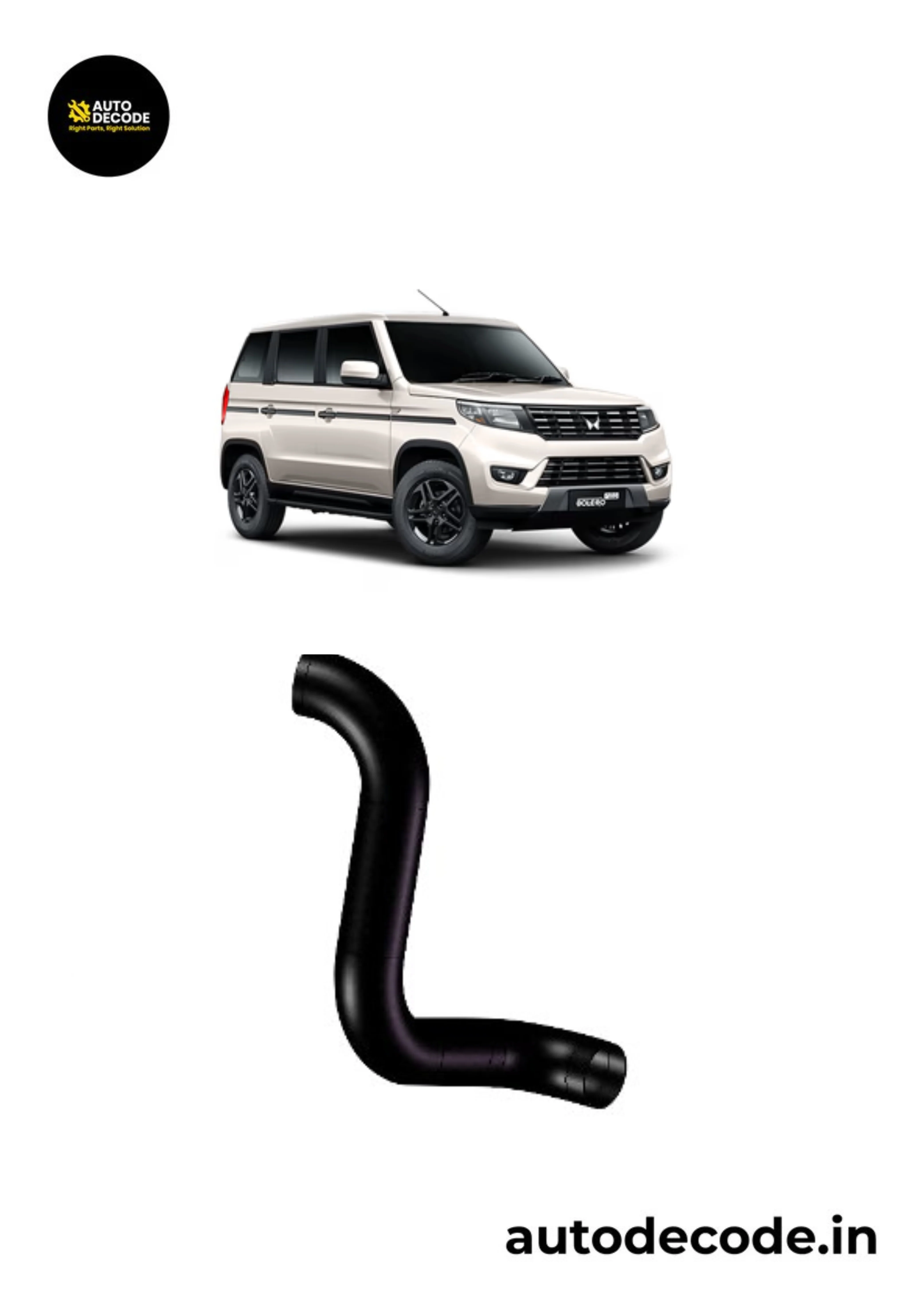 Hose Intercooler Inlet for Bolero 2nd Gen - Mahindra Genuine (Part No. 0313BAM02220N)