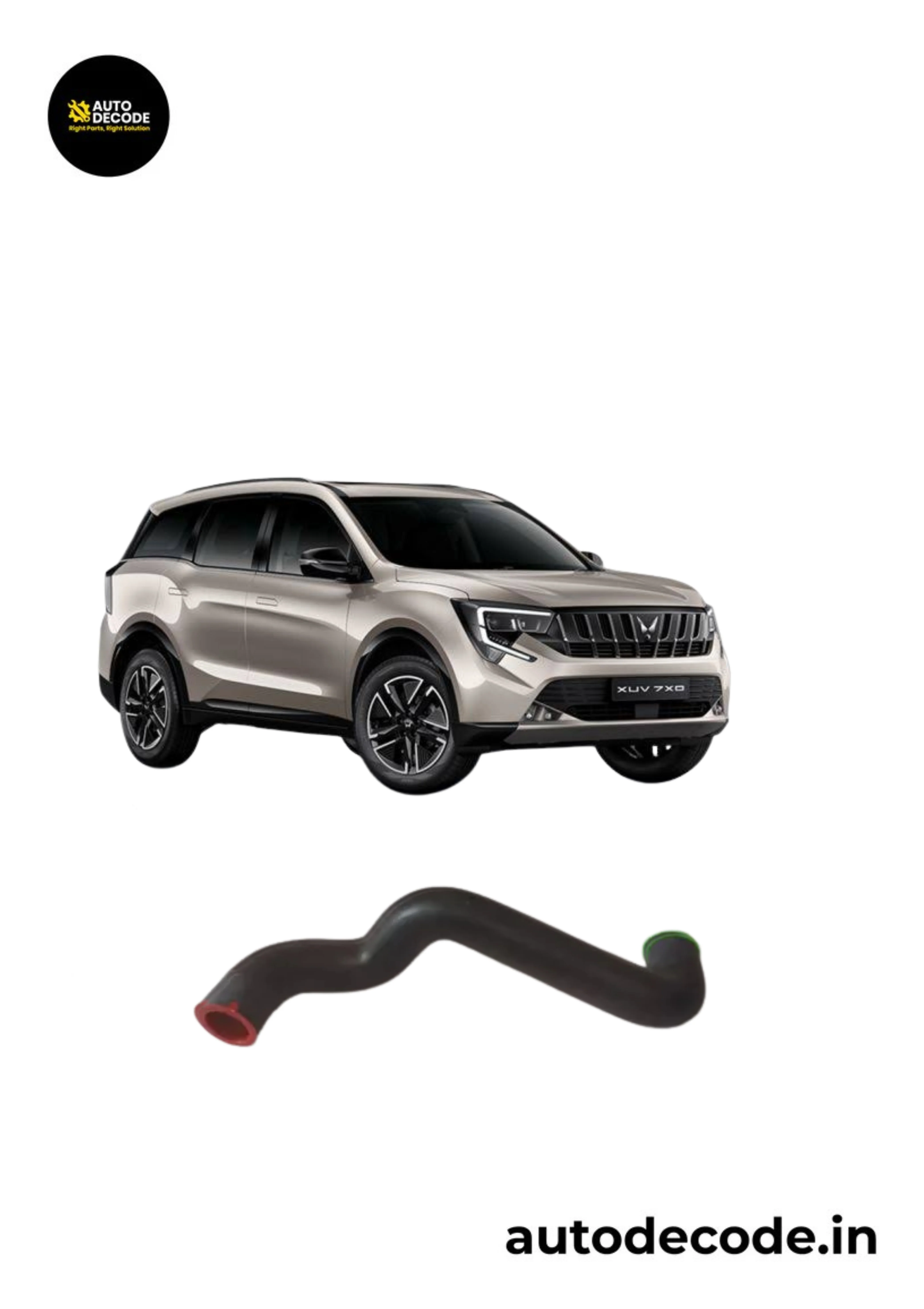 Hose Intercooler Inlet for XUV700 / XUV 7XO - Mahindra Genuine (Part No. 0304DAM07490N) - Image 2