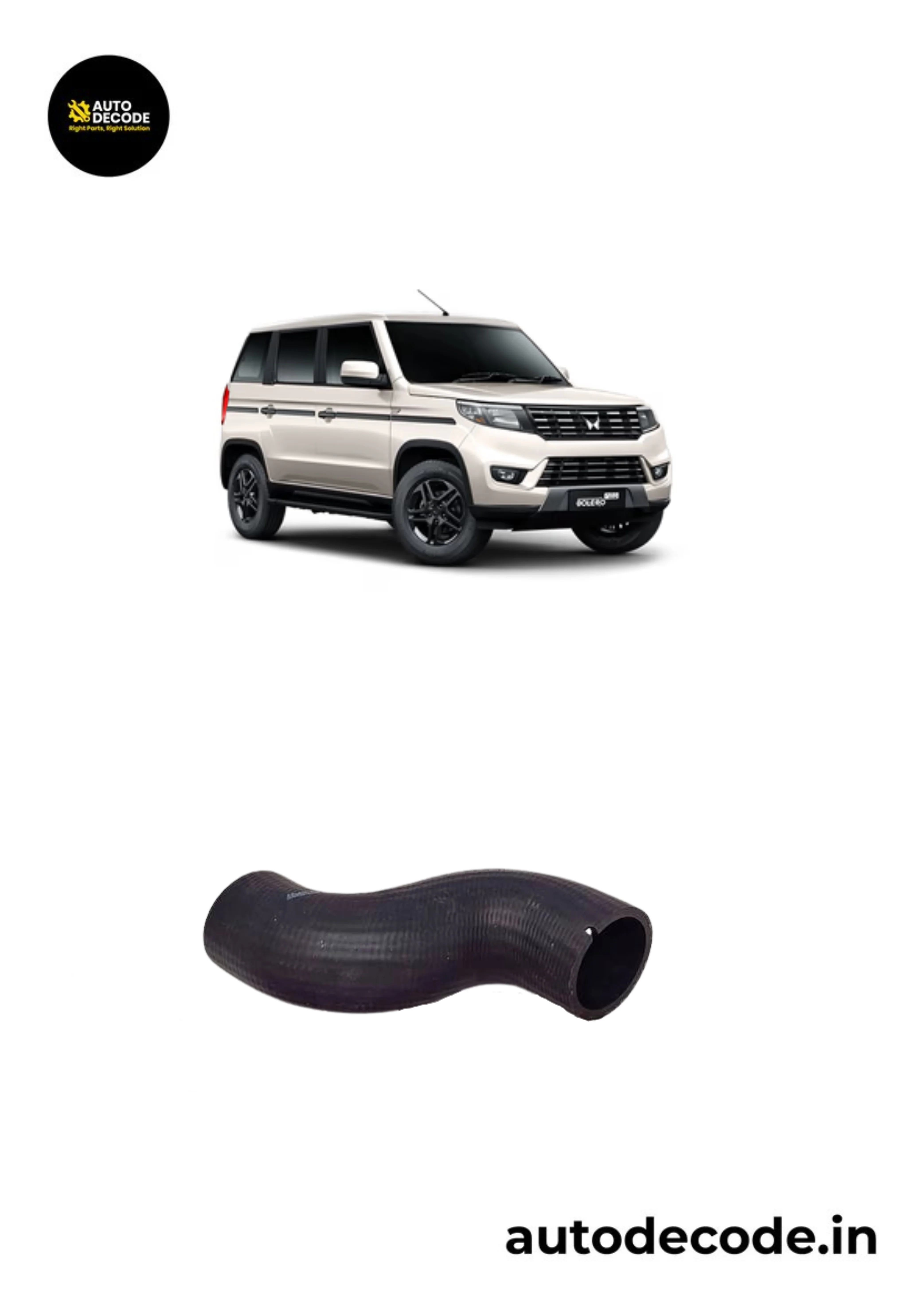 Hose Intercooler Outlet for Bolero Neo - Mahindra Genuine (Part No. 0313DAM00170N)