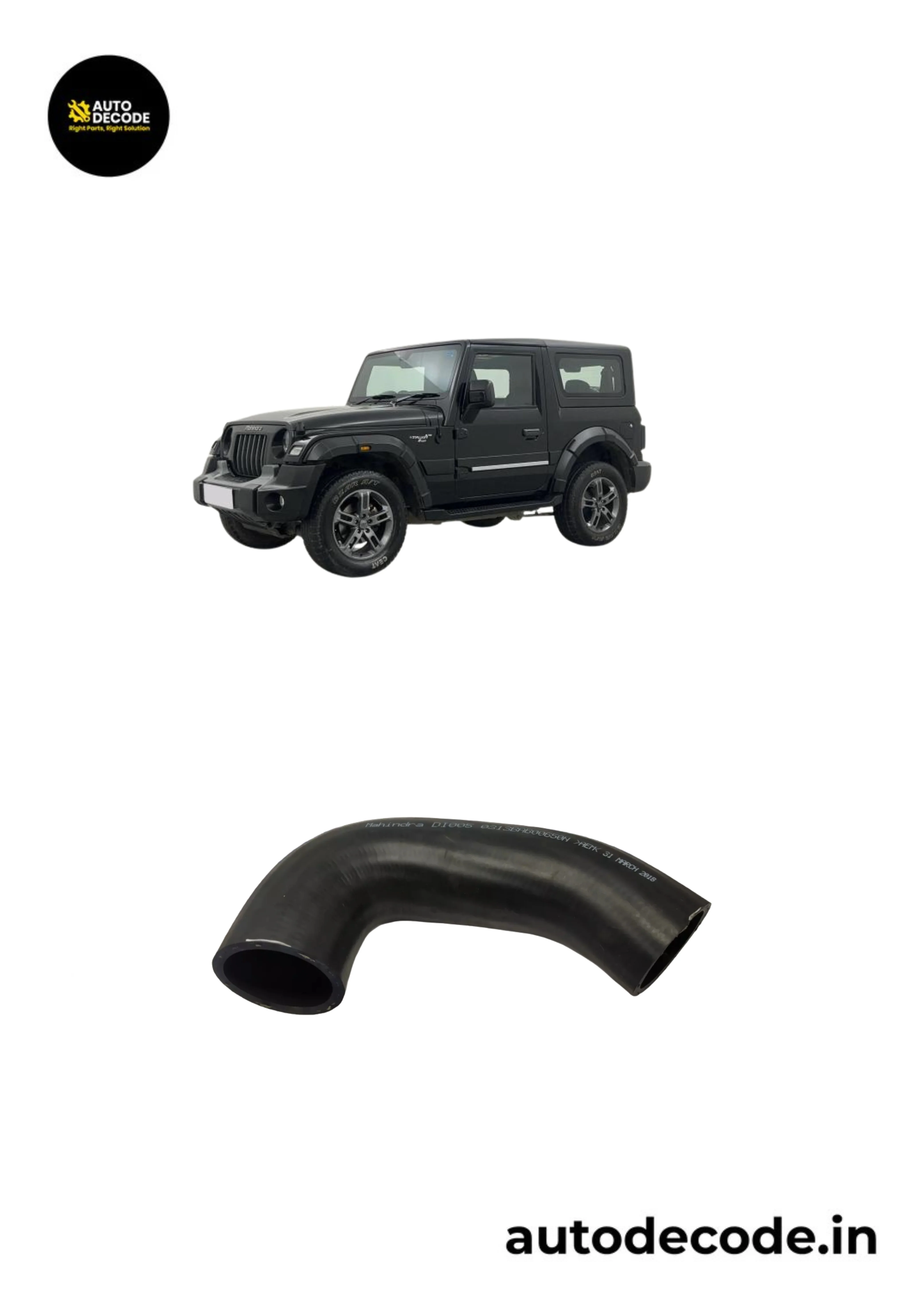 Hose Intercooler Outlet for Thar 2nd Gen - Mahindra Genuine (Part No. 0313DBH00210N)