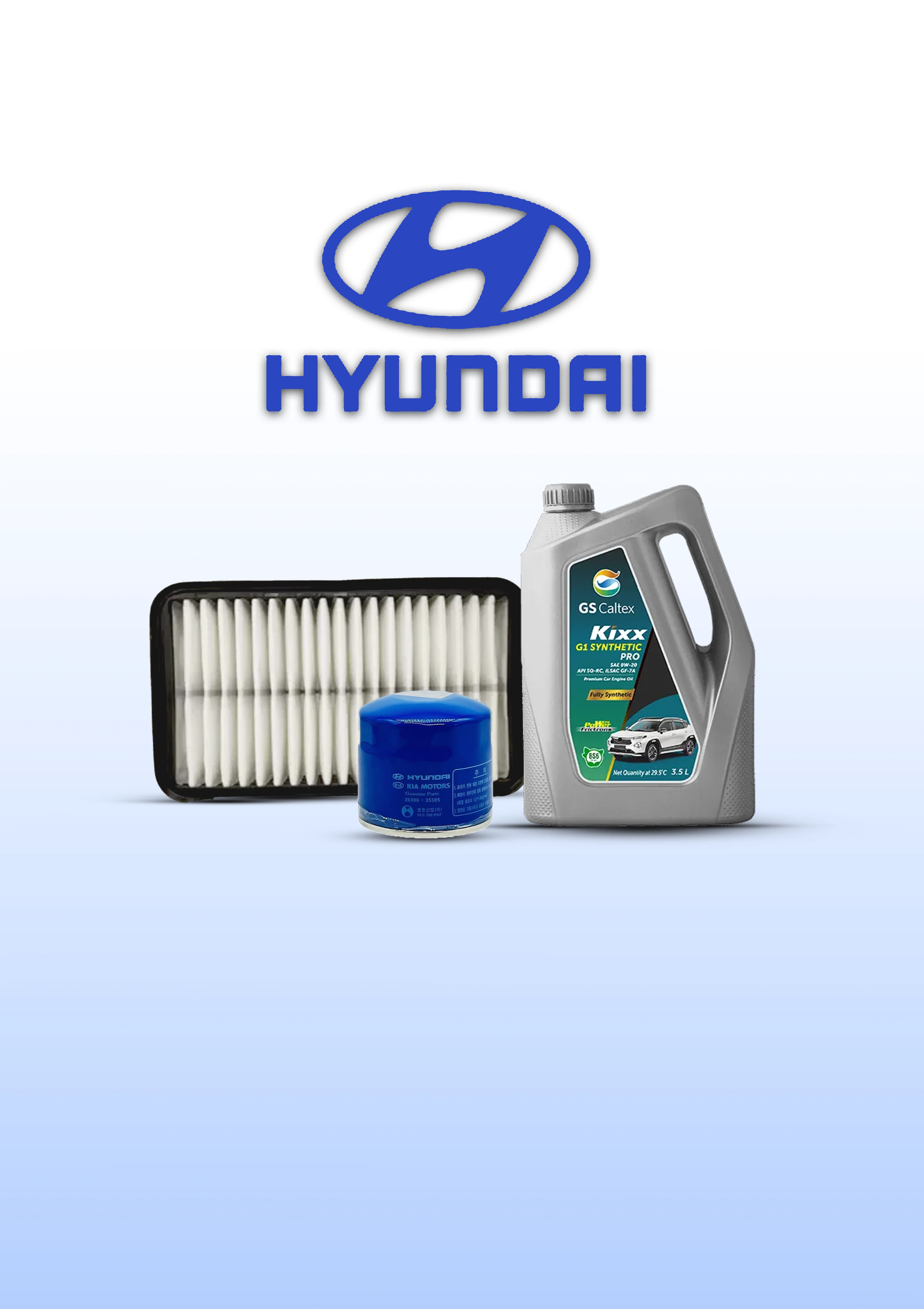 Hyundai Exter Petrol Service Kit with GS Caltex 0W20 Fully Synthetic Oil (3.5L)