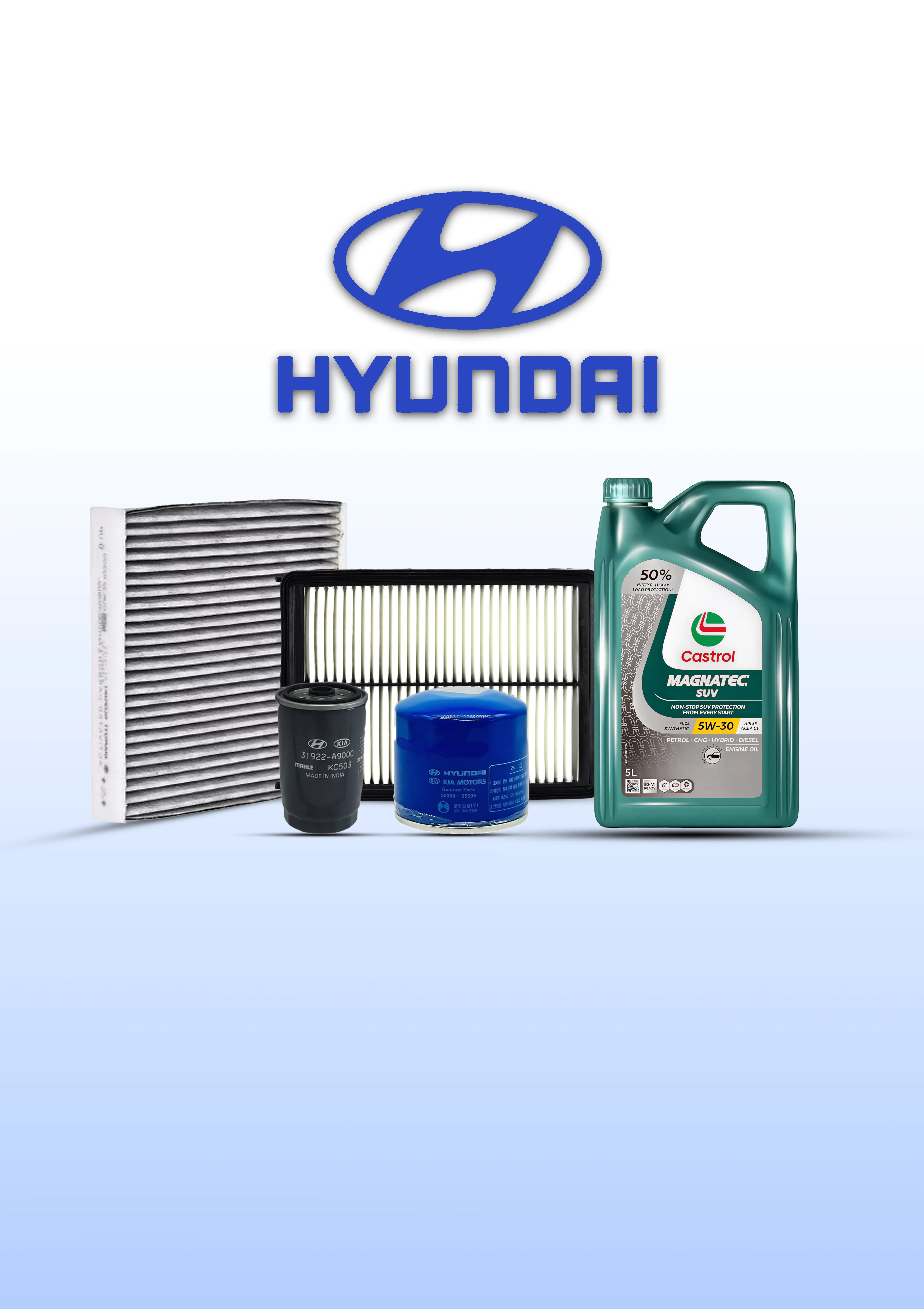 Hyundai i20 Elite Diesel Service Kit 5W30 Fully Synthetic Oil