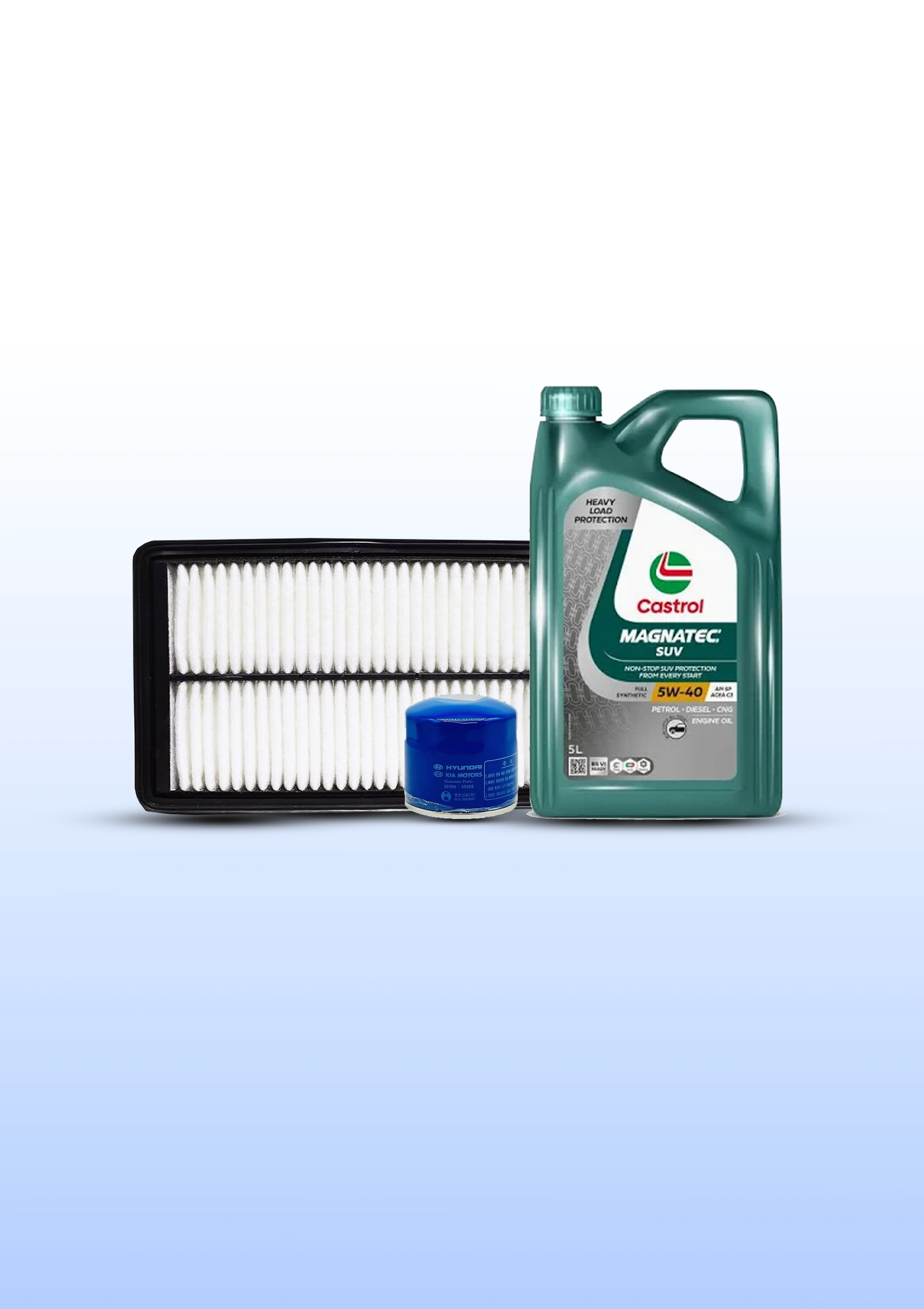 Hyundai Xcent Diesel Service Kit with Castrol Magnatec 5W30 Fully Synthetic Oil