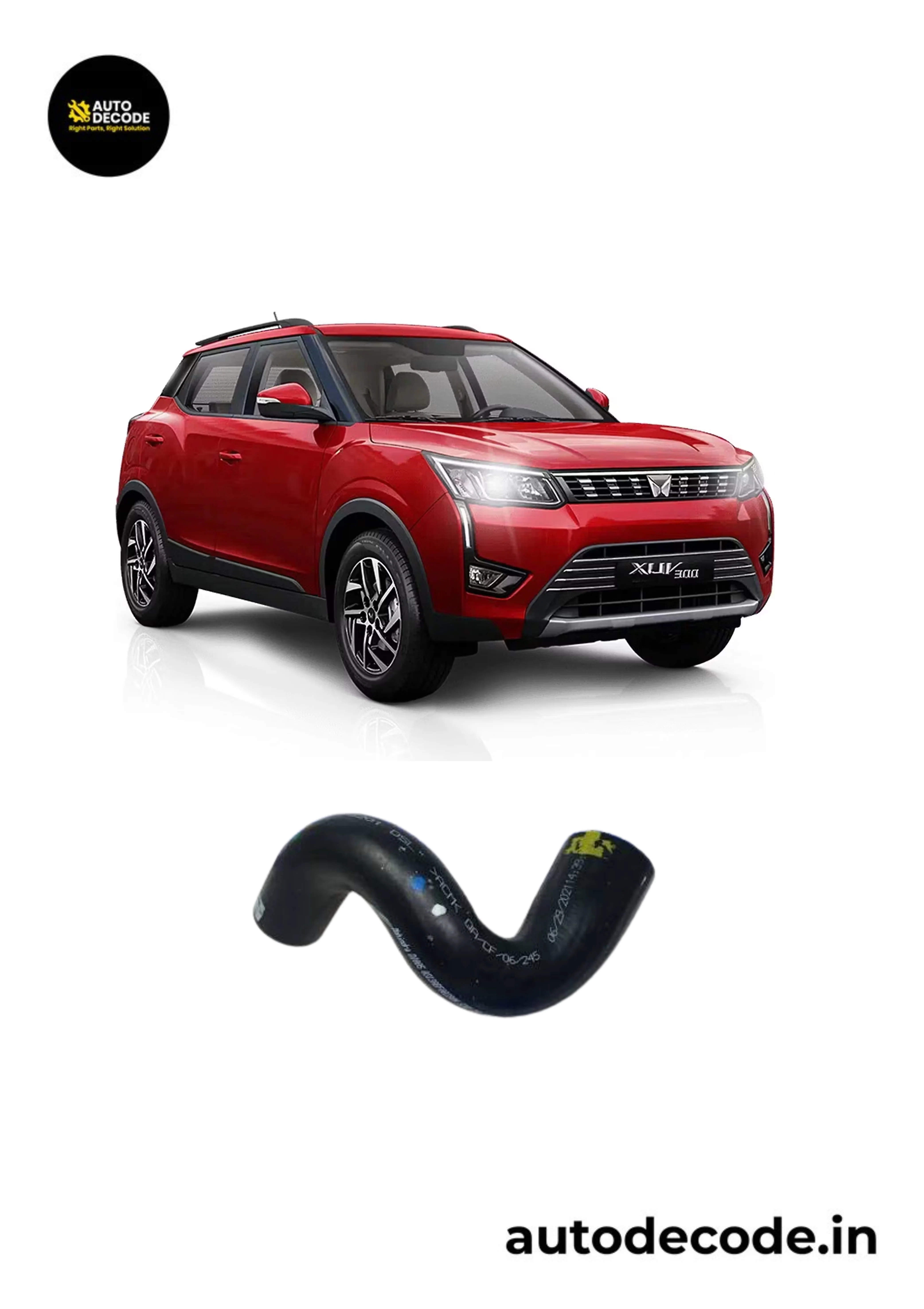 Intercooler In Hose - Gasoline for XUV300 - Mahindra Genuine (Part No. 0313BBF00110N)