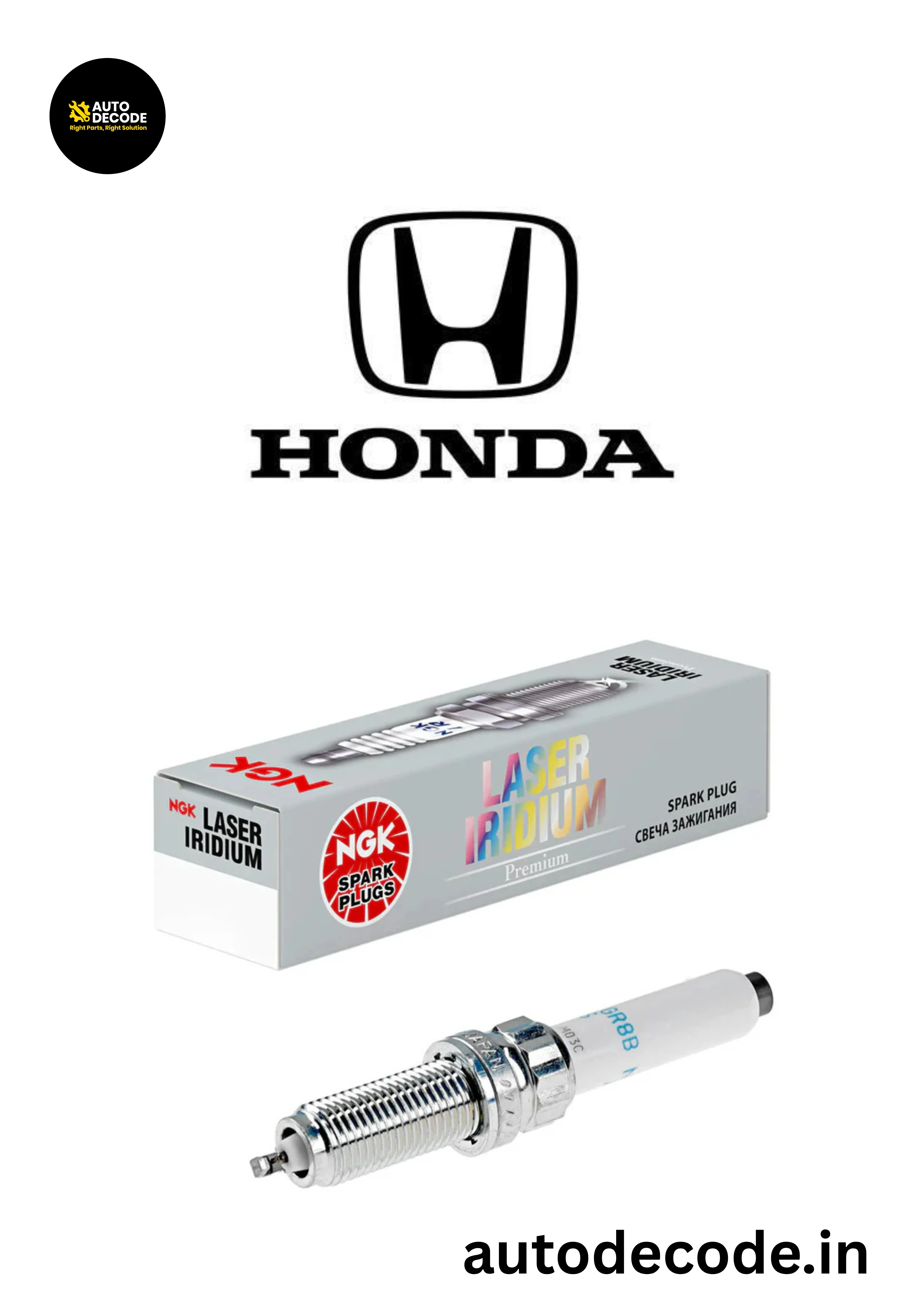 NGK Laser Iridium Spark Plug IZFR6K-13 – Set of 4 | Premium Performance Spark Plugs For Honda